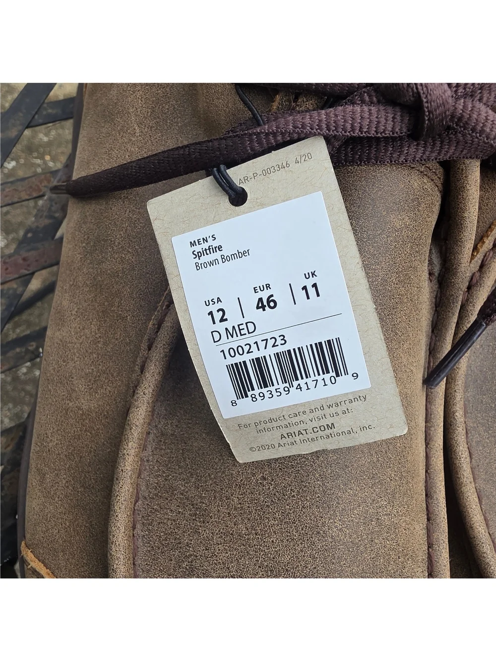 Ariat Spitfire Brown Bomber Leather Moc Toe Chukka Boots Men 12 NWOB